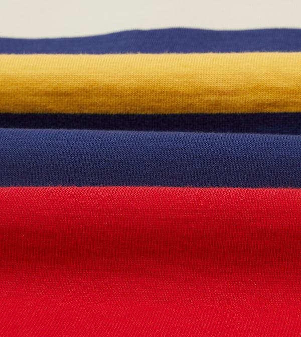 Drake's Red Yellow And Navy Multi Stripe Cotton Rugby Shirt