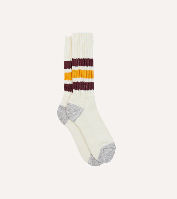 drake's RoToTo Burgundy and Yellow Cotton Crew Socks