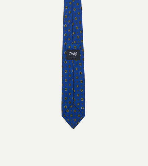 Drake's Royal Blue Baroque Paisley 36oz Madder Silk Self Tipped Tie