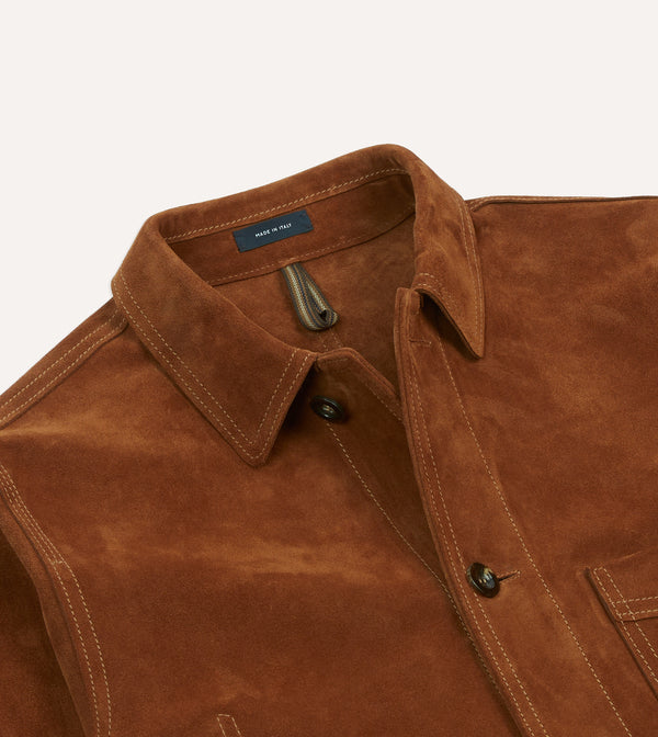 Drake's Rust Heavyweight Suede Five-Pocket Chore Jacket