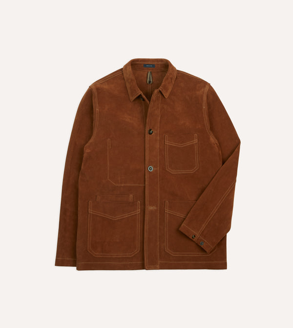 drake's Rust Heavyweight Suede Five-Pocket Chore Jacket