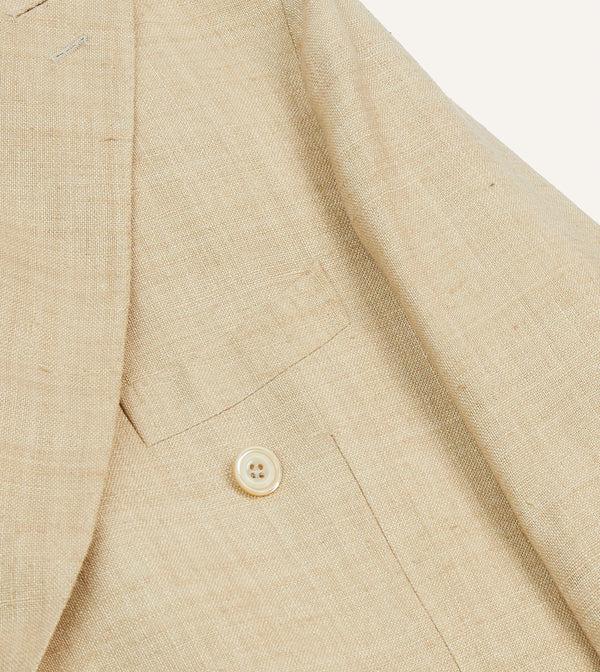 Drake's Sand Tussah Silk Double-Breasted Tailored Jacket