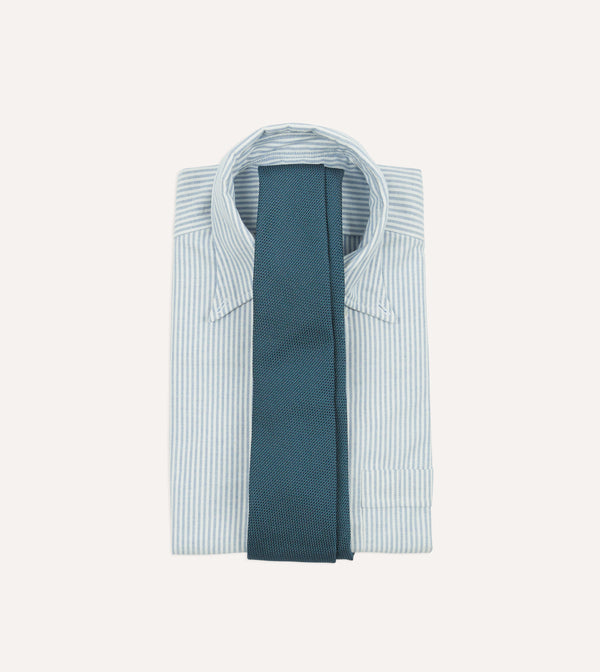 Drake's Sky Blue Fine Woven Grenadine Silk Hand Rolled Tie