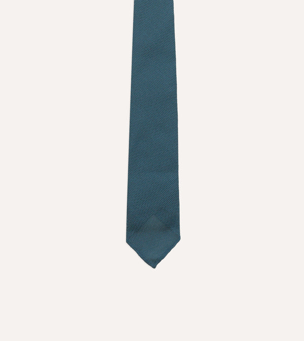 Drake's Sky Blue Fine Woven Grenadine Silk Hand Rolled Tie
