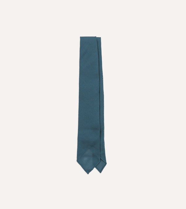 drake's Sky Blue Fine Woven Grenadine Silk Hand Rolled Tie