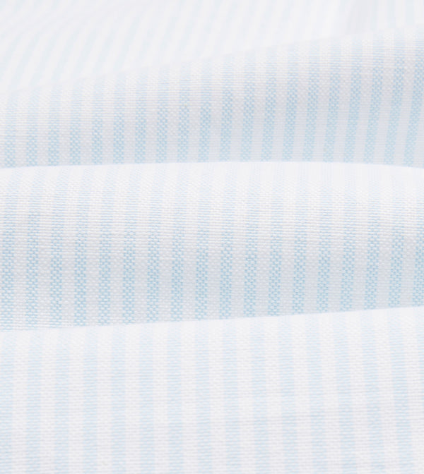Drake's Sky Ticking Stripe Cotton Oxford Cloth Button-Down Shirt