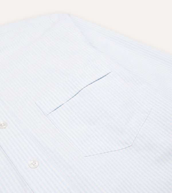 Drake's Sky Ticking Stripe Cotton Oxford Cloth Button-Down Shirt
