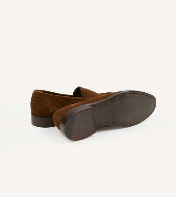Drake's Snuff Suede Charles Goodyear Welted Penny Loafer