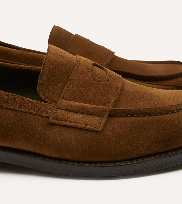 Drake's Snuff Suede Charles Goodyear Welted Penny Loafer