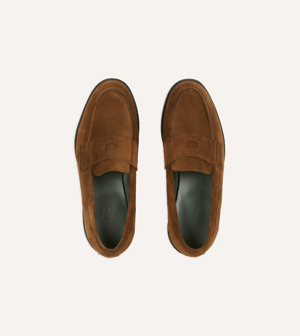 Drake's Snuff Suede Charles Goodyear Welted Penny Loafer