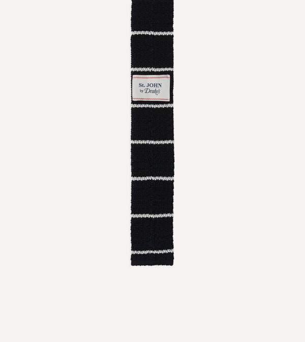 Drake's St. JOHN By Drake's Navy Butcher's Stripe Knitted Silk Tie