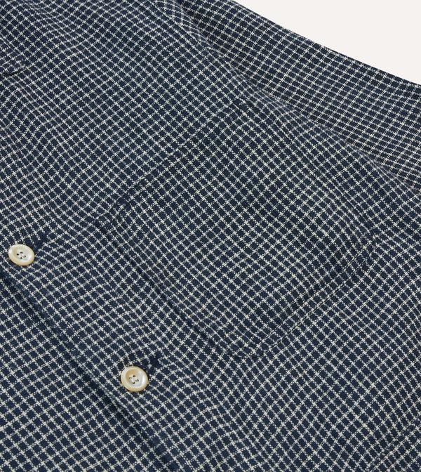 Drake's St. JOHN By Drake's Navy Check Linen Fatigue Jacket