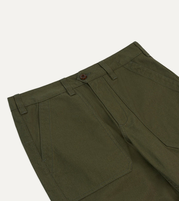 Drake's St. JOHN By Drake's Olive Cotton Fatigue Trouser
