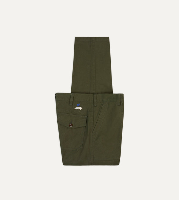 drake's St. JOHN by Drake's Olive Cotton Fatigue Trouser