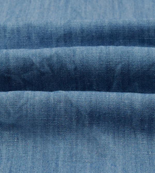 Drake's Stone Wash Cotton-Linen Long Point Collar Work Shirt