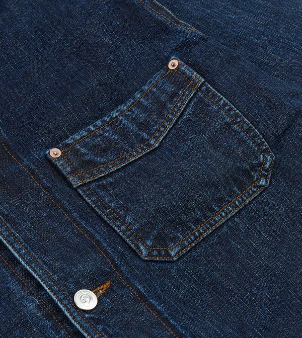 Drake's Stone Wash Selvedge Denim Five-Pocket Chore Jacket