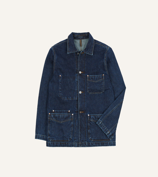 drake's Stone Wash Selvedge Denim Five-Pocket Chore Jacket