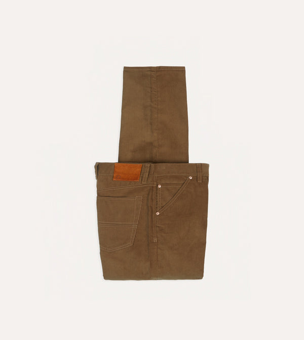 drake's Tan Japanese Selvedge Needlecord Five-Pocket Trousers