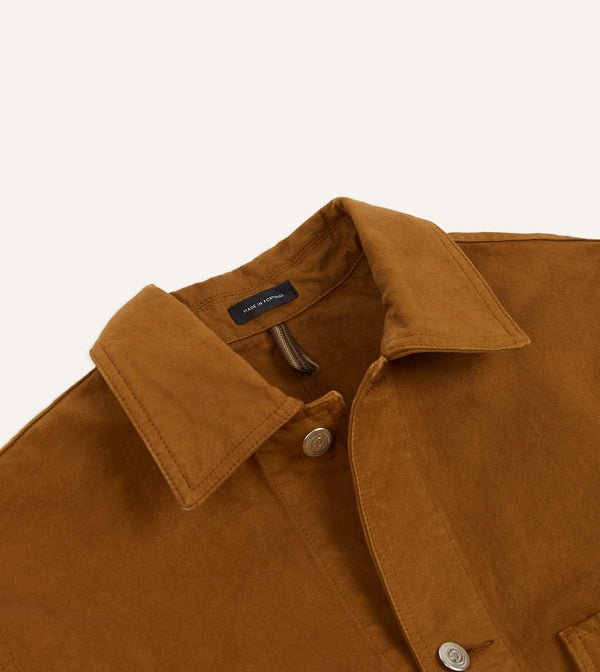 Drake's Tobacco Cotton Duck Canvas Five-Pocket Chore Jacket