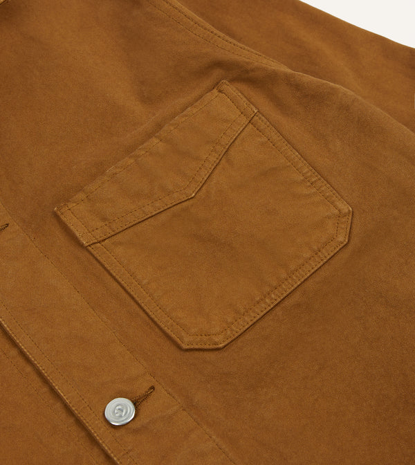 Drake's Tobacco Cotton Duck Canvas Five-Pocket Chore Jacket