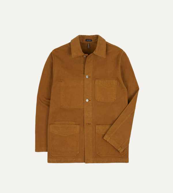 drake's Tobacco Cotton Duck Canvas Five-Pocket Chore Jacket