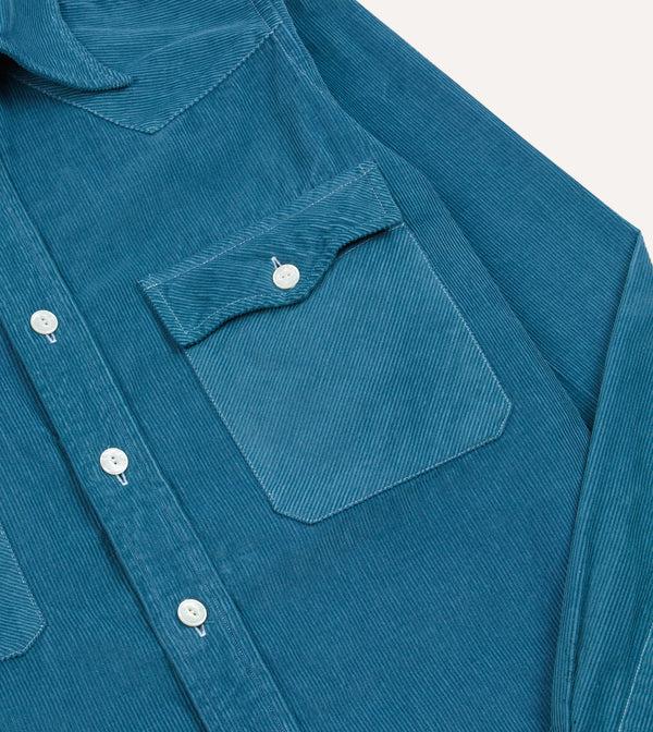 Drake's Turquoise Corduroy Two-Pocket Western Shirt