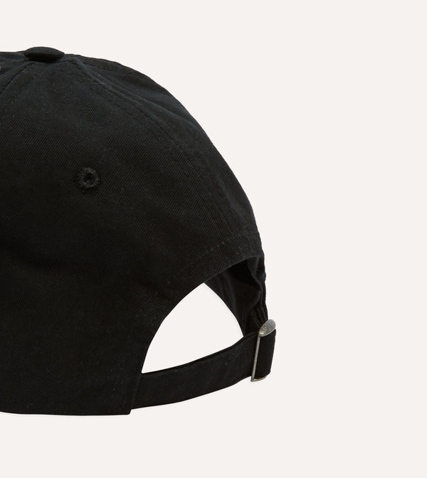 Drake's Washed Black Flower Emblem Cotton Baseball Cap