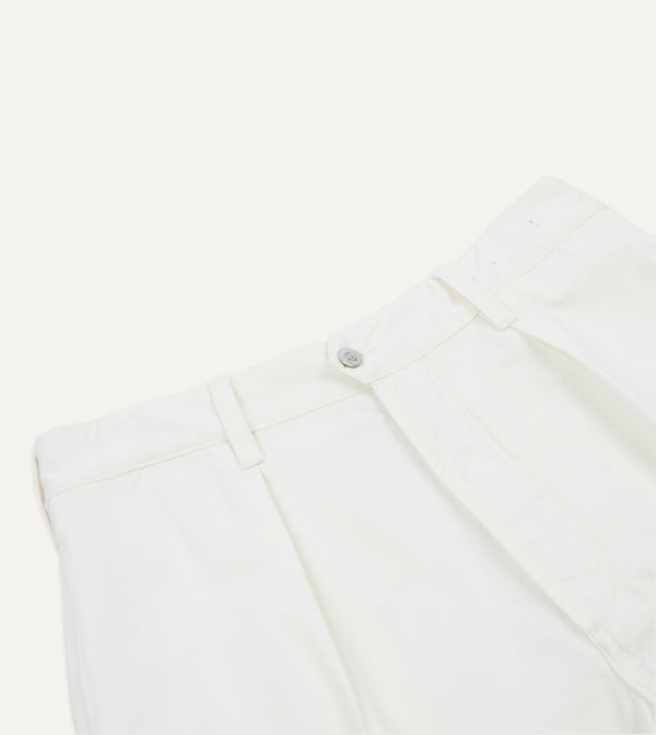 Drake's Washed Ecru Cotton Twill Single-Pleat Shorts