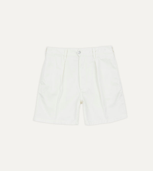 drake's Washed Ecru Cotton Twill Single-Pleat Shorts