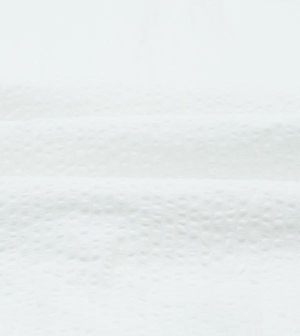 Drake's White Cotton-Linen Seersucker Camp Collar Short Sleeve Shirt