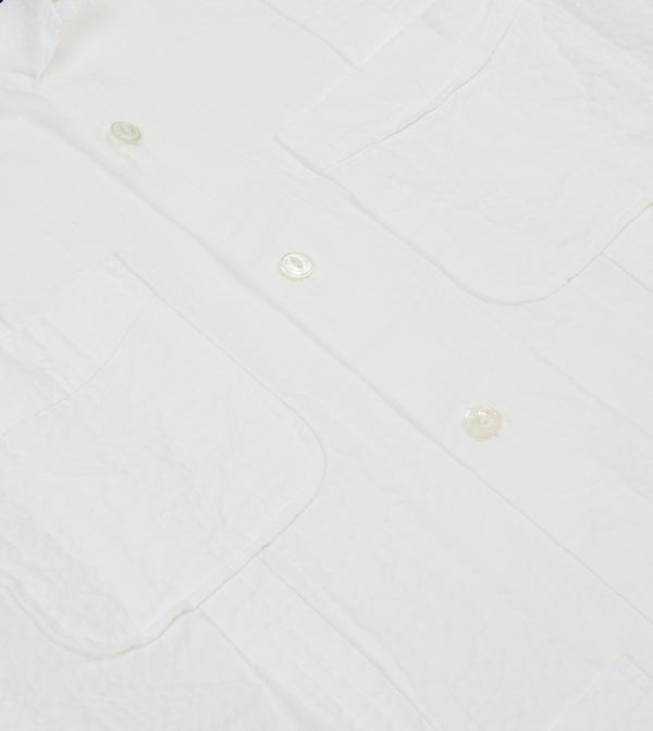 Drake's White Cotton-Linen Short Sleeve Cuban Shirt