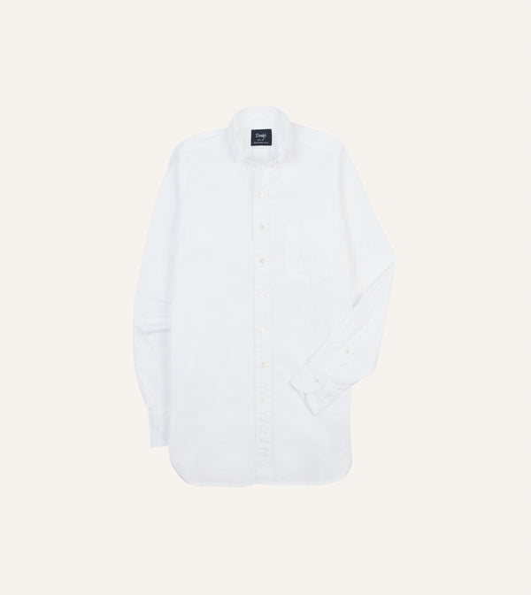 drake's White Cotton Pocket Poplin Button-Down Shirt