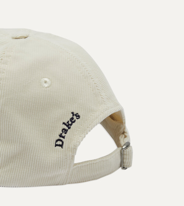 Drake's White 'D' Emblem Cotton Corduroy Baseball Cap