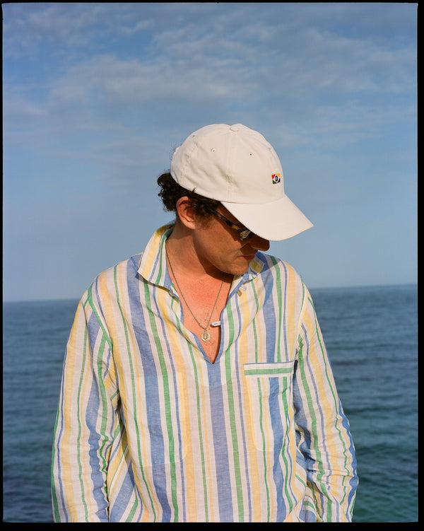 Drake's White 'D' Emblem Cotton Corduroy Baseball Cap