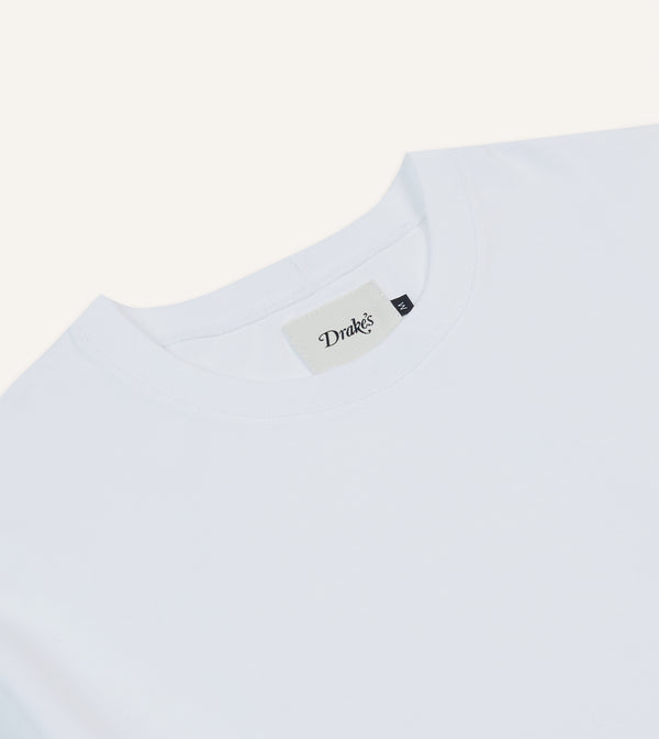 Drake's White Elephant Embroidered Crew Neck Hiking T-Shirt