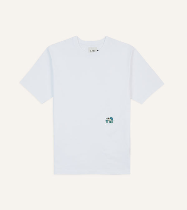 drake's White Elephant Embroidered Crew Neck Hiking T-Shirt
