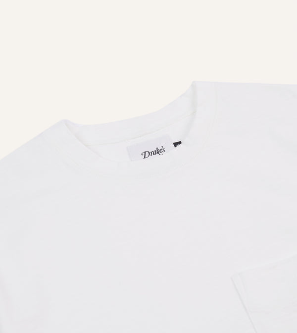 Drake's White Flamé Cotton Crew Neck Hiking T-Shirt