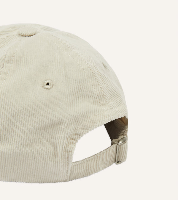 Drake's White Flowers Emblem Cotton Corduroy Baseball Cap