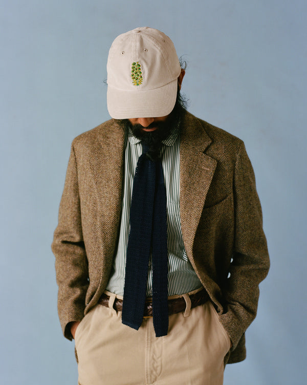 Drake's White Flowers Emblem Cotton Corduroy Baseball Cap