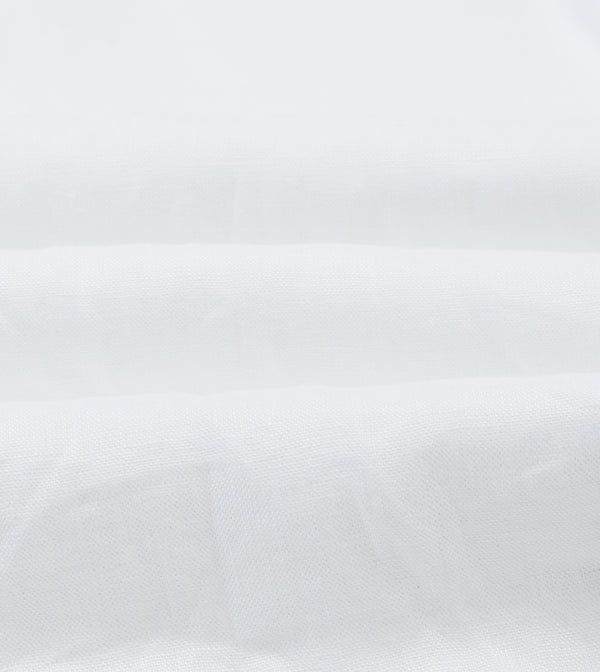 Drake's White Linen Long Point Collar Popover Shirt