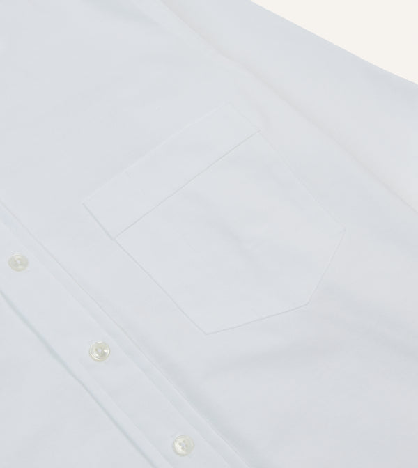 Drake's White Oxford Cotton Cloth Button-Down Shirt