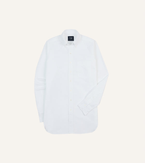 drake's White Oxford Cotton Cloth Button-Down Shirt