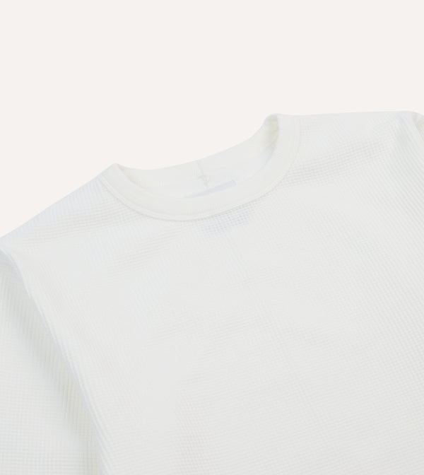 Drake's White Waffle Knit Long-Sleeve Hiking T-Shirt