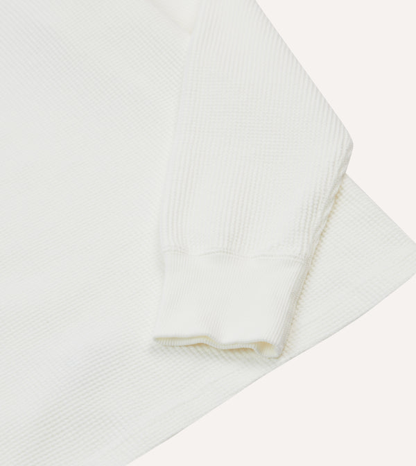 Drake's White Waffle Knit Long-Sleeve Hiking T-Shirt