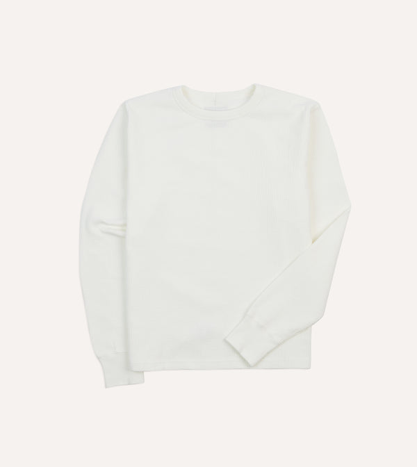 drake's White Waffle Knit Long-Sleeve Hiking T-Shirt
