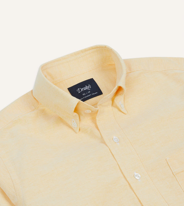 Drake's Yellow Cotton Oxford Cloth Button-Down Shirt