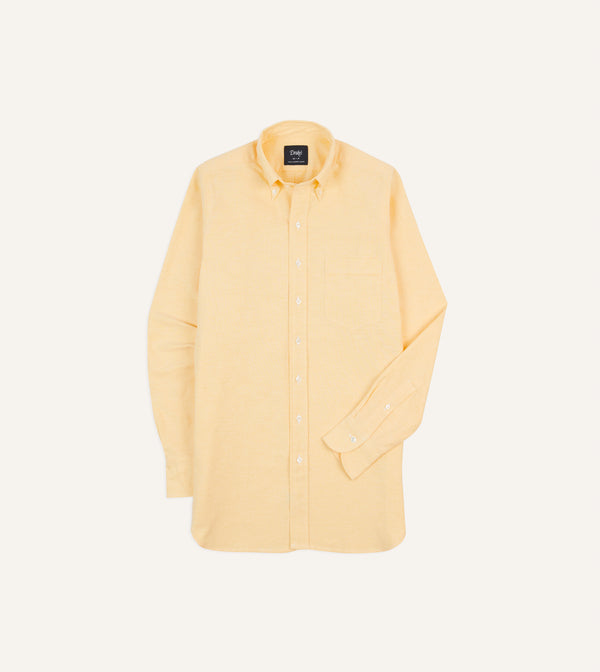 drake's Yellow Cotton Oxford Cloth Button-Down Shirt