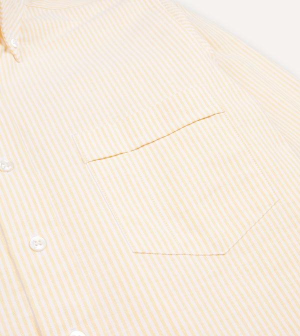 Drake's Yellow Ticking Stripe Cotton Oxford Cloth Button-Down Shirt