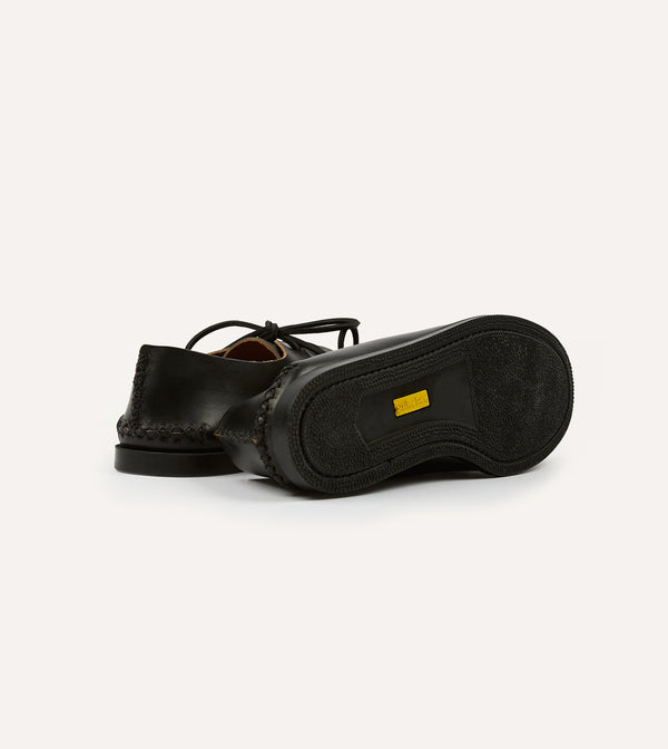 Drake's Yuketen Black Two-Piece Oxford With Camp Sole