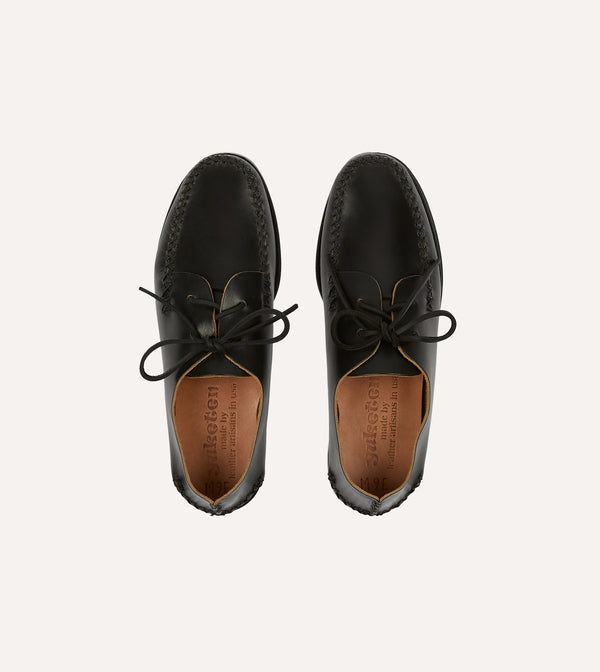 Drake's Yuketen Black Two-Piece Oxford With Camp Sole